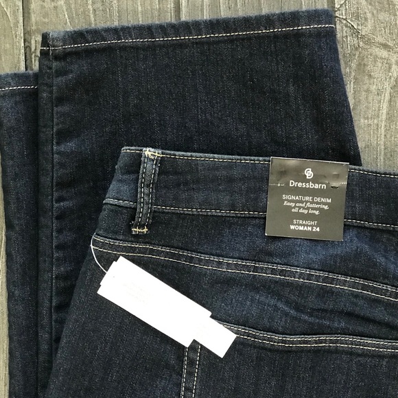 Plus Size Signature Blue Denim Straight Leg Jeans - Picture 4 of 6